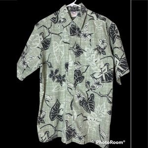 Go Barefoot Sage Green Floral Hawaiian Shirt